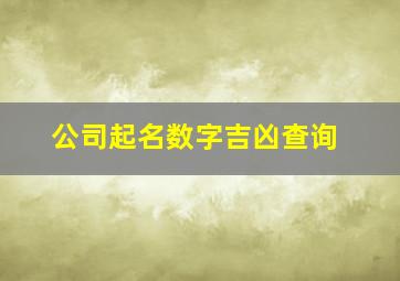 公司起名数字吉凶查询