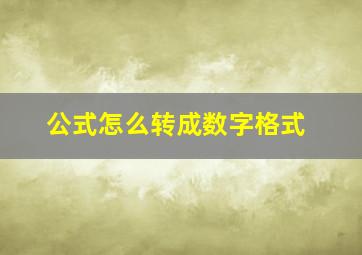 公式怎么转成数字格式