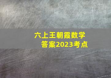 六上王朝霞数学答案2023考点