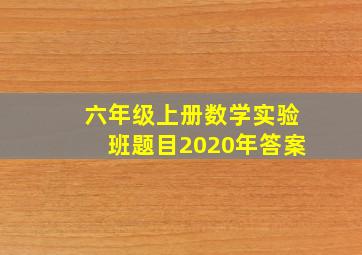 六年级上册数学实验班题目2020年答案