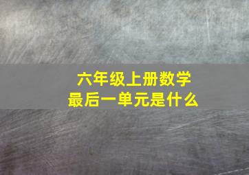 六年级上册数学最后一单元是什么