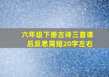 六年级下册古诗三首课后反思简短20字左右