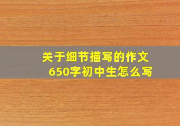 关于细节描写的作文650字初中生怎么写