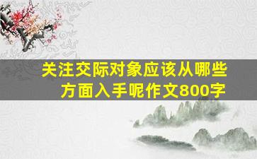 关注交际对象应该从哪些方面入手呢作文800字