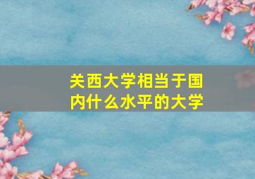 关西大学相当于国内什么水平的大学