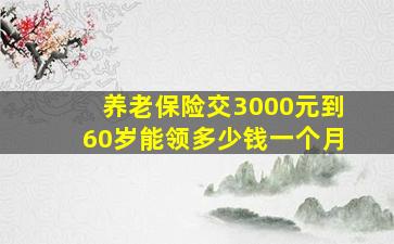 养老保险交3000元到60岁能领多少钱一个月