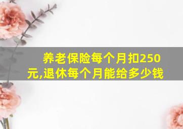 养老保险每个月扣250元,退休每个月能给多少钱