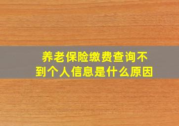 养老保险缴费查询不到个人信息是什么原因