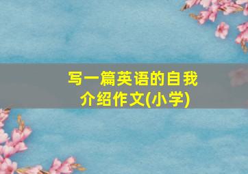 写一篇英语的自我介绍作文(小学)