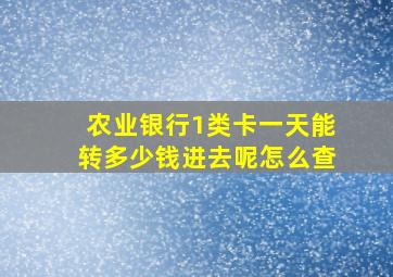 农业银行1类卡一天能转多少钱进去呢怎么查