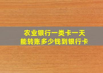 农业银行一类卡一天能转账多少钱到银行卡