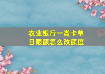 农业银行一类卡单日限额怎么改额度