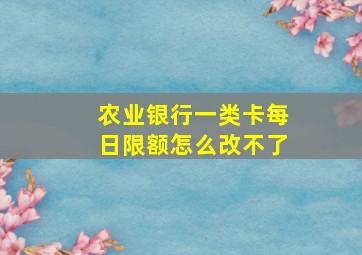 农业银行一类卡每日限额怎么改不了