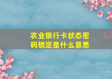 农业银行卡状态密码锁定是什么意思