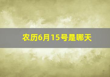 农历6月15号是哪天