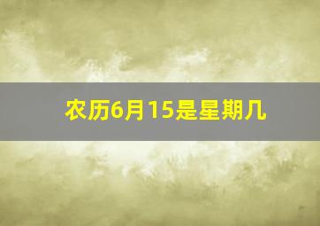 农历6月15是星期几