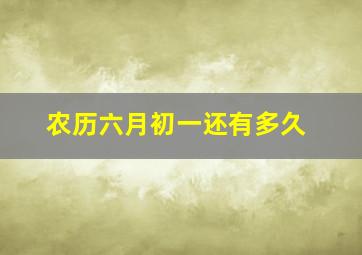 农历六月初一还有多久