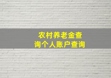 农村养老金查询个人账户查询