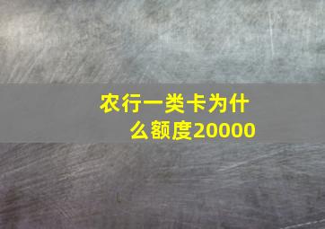 农行一类卡为什么额度20000