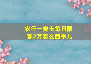 农行一类卡每日限额2万怎么回事儿