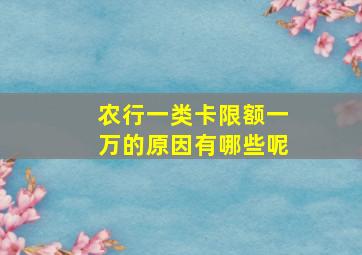 农行一类卡限额一万的原因有哪些呢