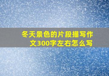 冬天景色的片段描写作文300字左右怎么写