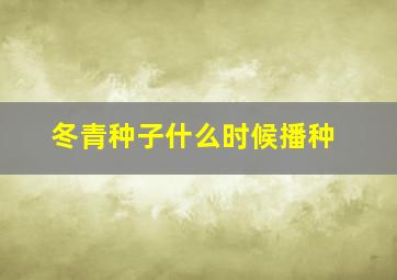 冬青种子什么时候播种