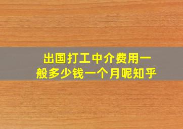 出国打工中介费用一般多少钱一个月呢知乎