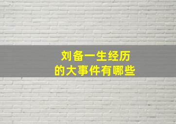 刘备一生经历的大事件有哪些