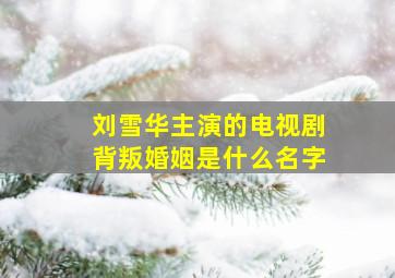 刘雪华主演的电视剧背叛婚姻是什么名字