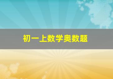 初一上数学奥数题