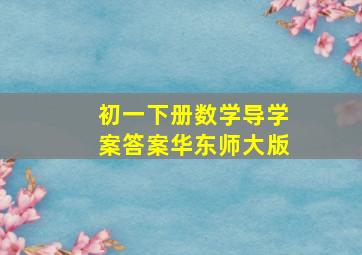 初一下册数学导学案答案华东师大版