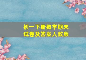 初一下册数学期末试卷及答案人教版