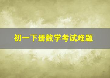 初一下册数学考试难题