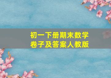 初一下册期末数学卷子及答案人教版