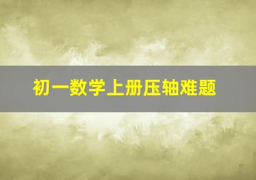 初一数学上册压轴难题