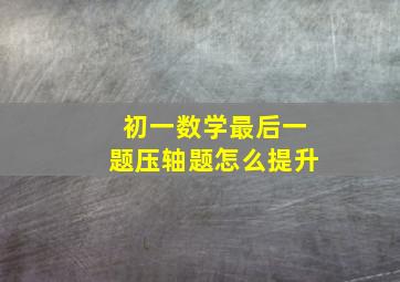 初一数学最后一题压轴题怎么提升