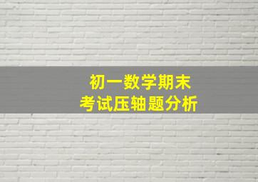 初一数学期末考试压轴题分析