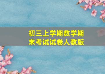 初三上学期数学期末考试试卷人教版