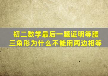 初二数学最后一题证明等腰三角形为什么不能用两边相等