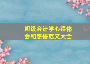 初级会计学心得体会和感悟范文大全