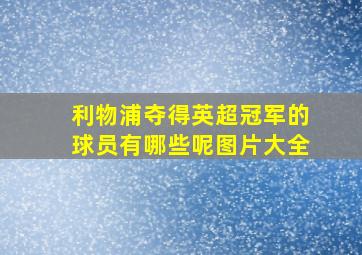 利物浦夺得英超冠军的球员有哪些呢图片大全