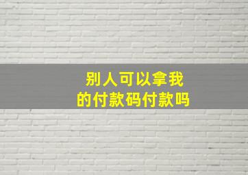 别人可以拿我的付款码付款吗