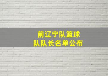 前辽宁队篮球队队长名单公布