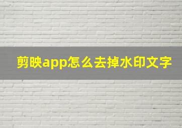 剪映app怎么去掉水印文字