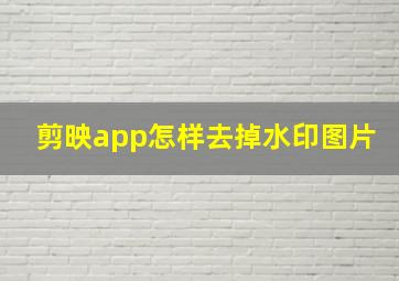 剪映app怎样去掉水印图片