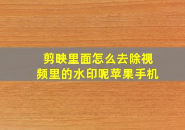 剪映里面怎么去除视频里的水印呢苹果手机