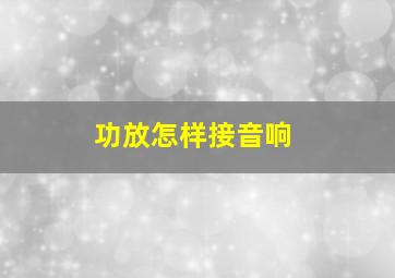 功放怎样接音响