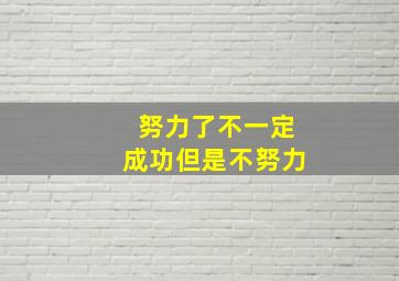 努力了不一定成功但是不努力