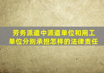 劳务派遣中派遣单位和用工单位分别承担怎样的法律责任